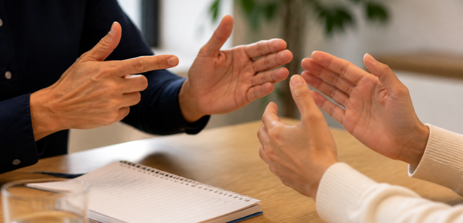 Personne sourde et interprète en situation de communication
