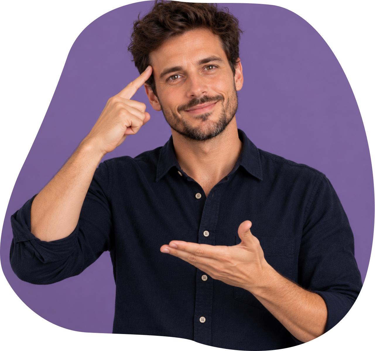 Homme communiquant en langue des signes
