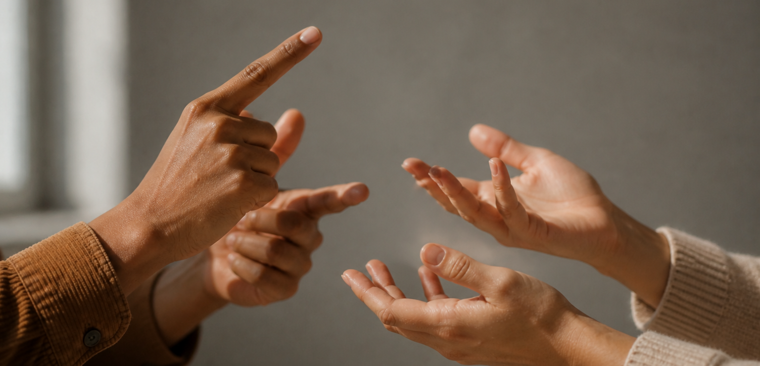 Mains en train de signer en langue des signes