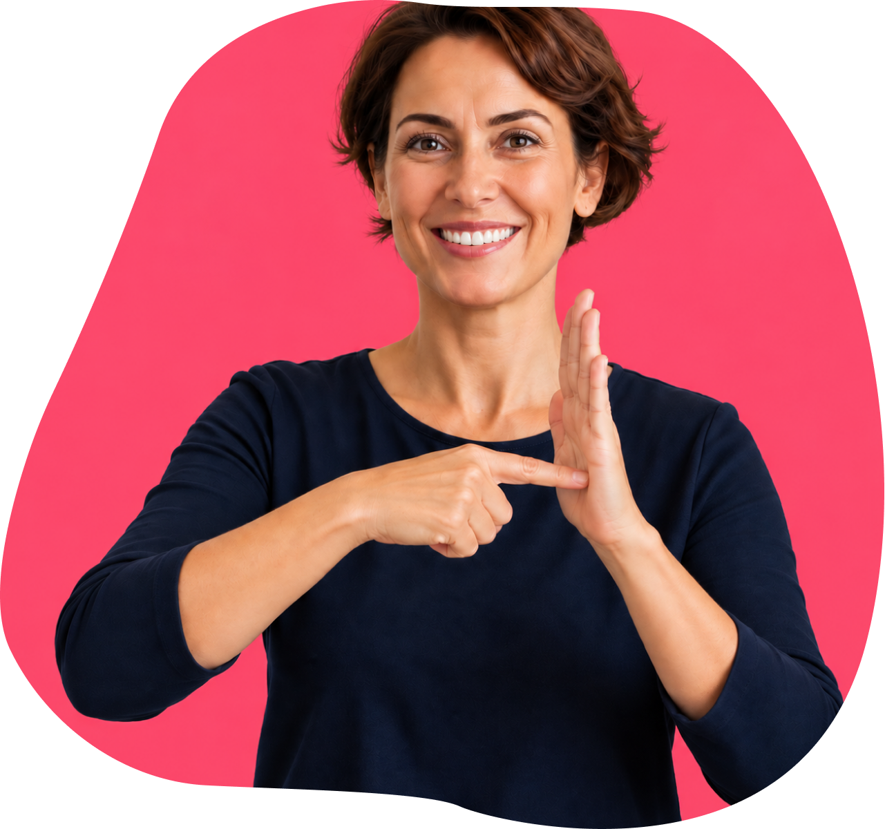 Femme communiquant en langue des signes